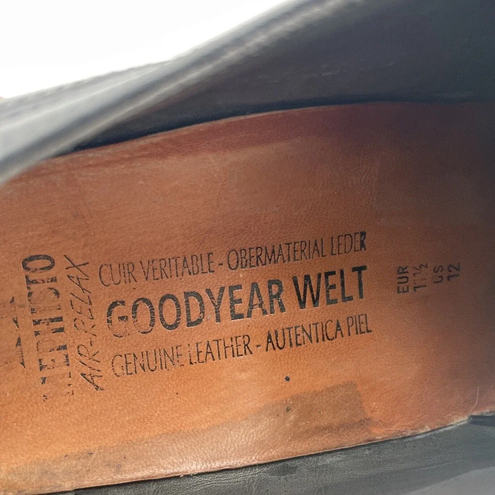 Mephisto Black Leather Goodyear Welt Men's‎ Wingtip Longing Shoes Size 12